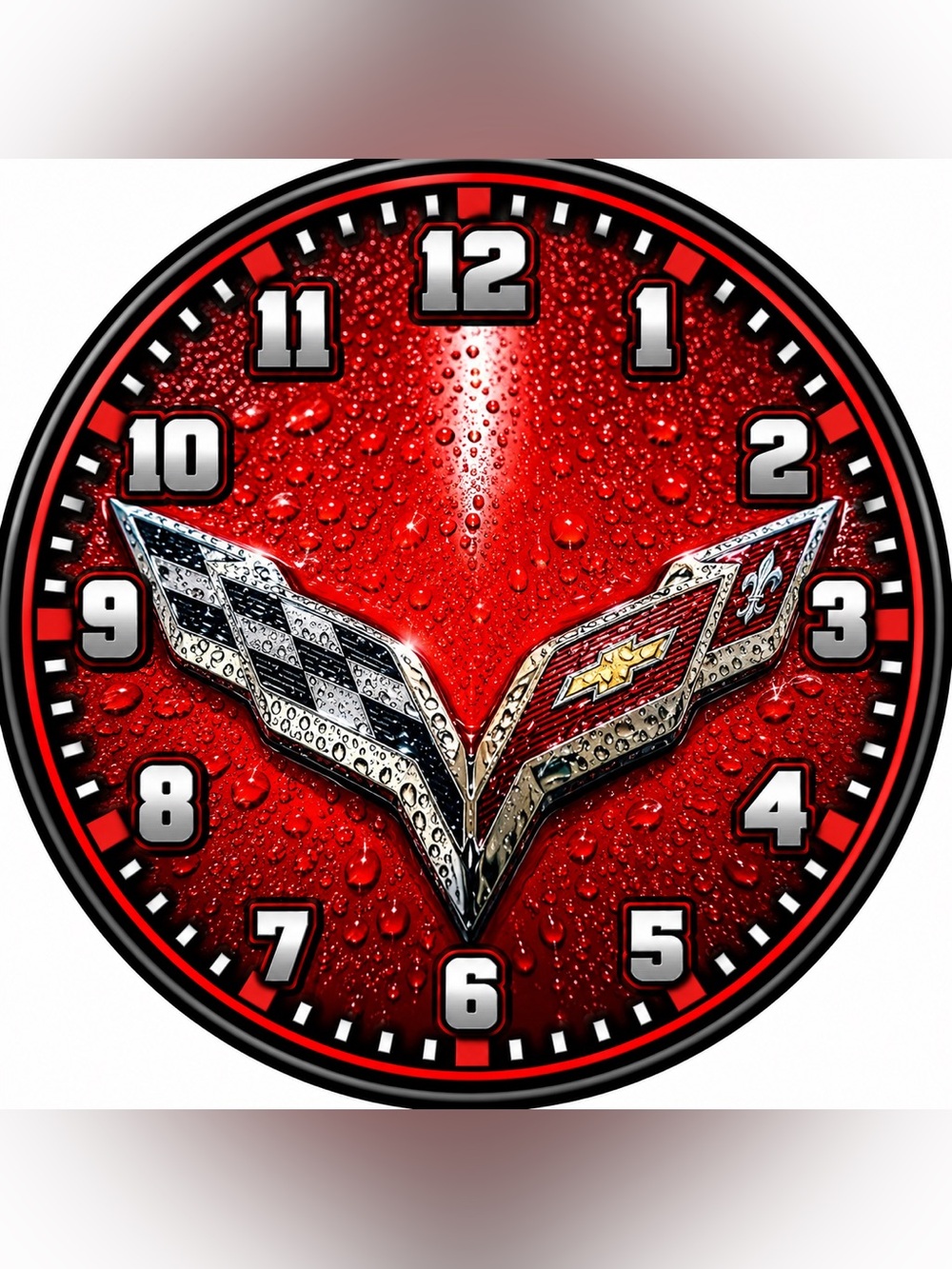 Red Corvette Emblem Wall Clock - Home Wall Decor